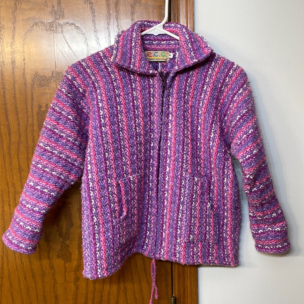 ECUADORIAN CLOTHING COMPANY UEC Girls Size 8 Handmade Pink Purple Zipper Jacket - Picture 3 of 10